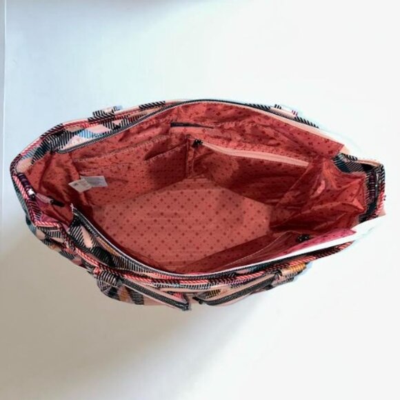 Lug Trotter Tote Bag Pink Plaid with matching Lug Drizzle Mini Zip Storage Pouch - Picture 9 of 16